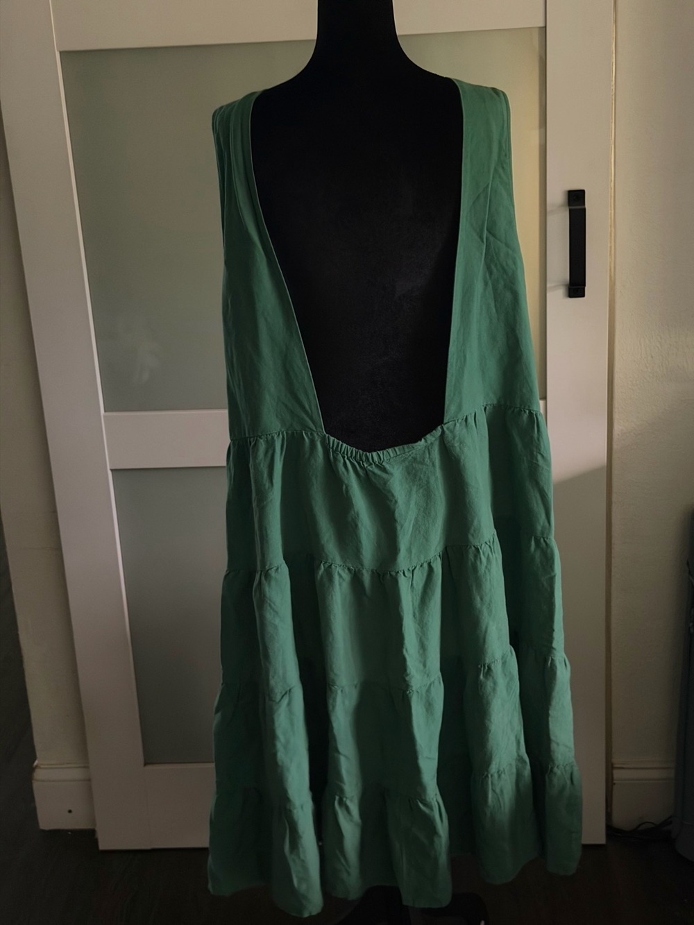 Loft Beach - Green Tiered Sleeveless Scoop Back Linen Dress